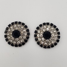 Vintage Bluette Clear  Black Rhinestone Shoe Clips Made in France