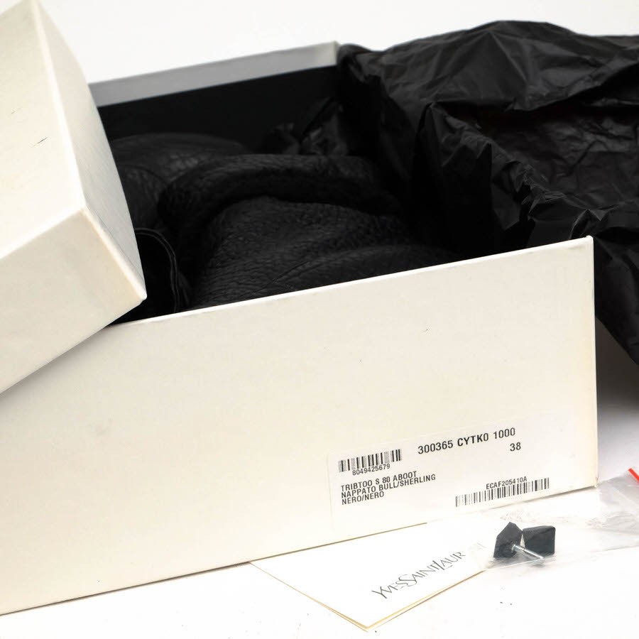 Saint Laurent TRIBTOO S 80 ABOOT Short Boots Shoes EU 38 US 8 Leather Black thumbnail 9