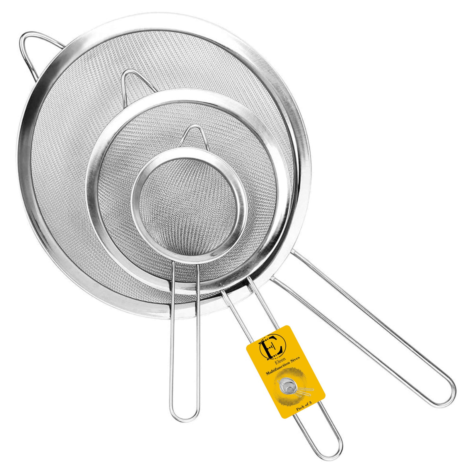 Stainless Steel Strainer | Set of 3 Kitchen Strainers Available Sizes (S,M,L)...