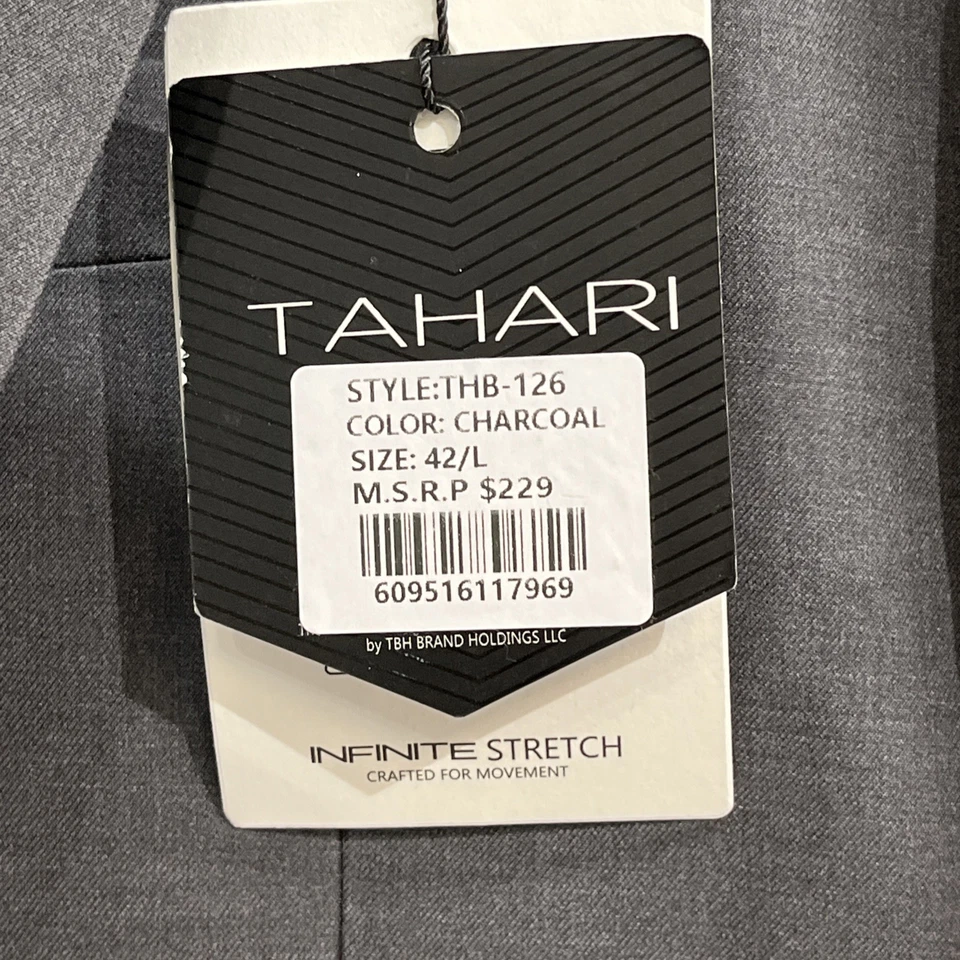 Blazer Tahari Joe Para Hombres 42L Gris Carbón Calce Ajustado Elastizado Infinito Abrigo Deportivo Foto 3 de 4