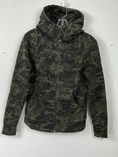 Lululemon Scuba Hoodie Womens Olive Green Camo Full Zip Thumbholes Logo 6