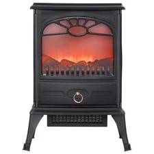 22.8 Inch Freestanding Electric Fireplace Heater 1500W Adjustable Flames Black