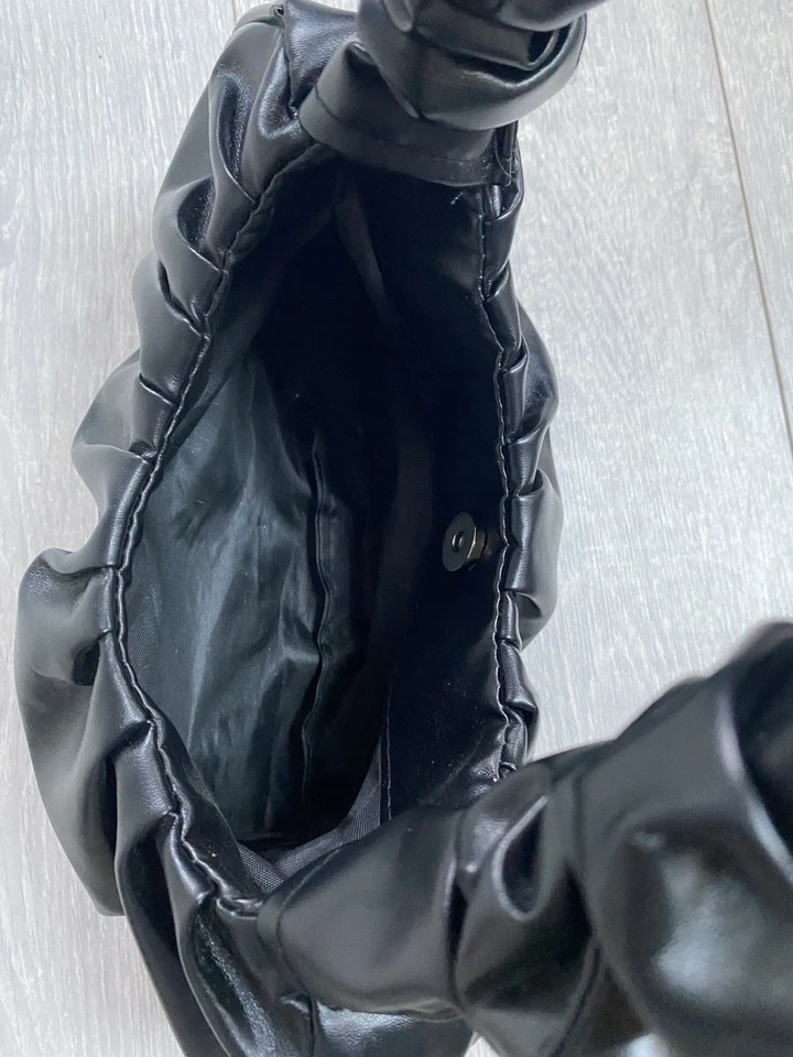 Black Extreme Ruched Handle Shoulder & Underarm women Bag party street - Image 2 of 2