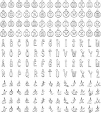 Jewelry Making Small Letters Charms: 156 Pcs/6 Sets 3 Style A-Z Alphabet Pendant