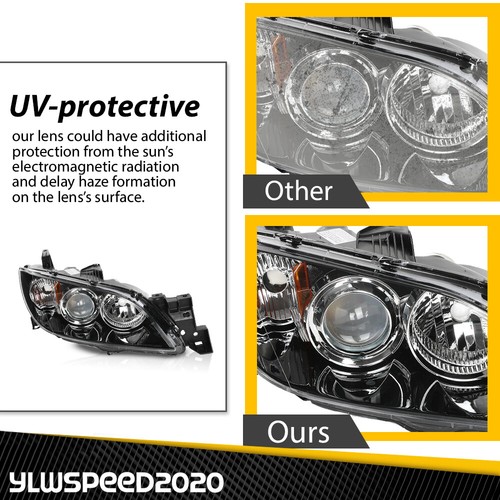 Fit For 2004-2009 Mazda 3 Sedan 4-Door Pair Black Projector Headlights Amber - Picture 6 of 12