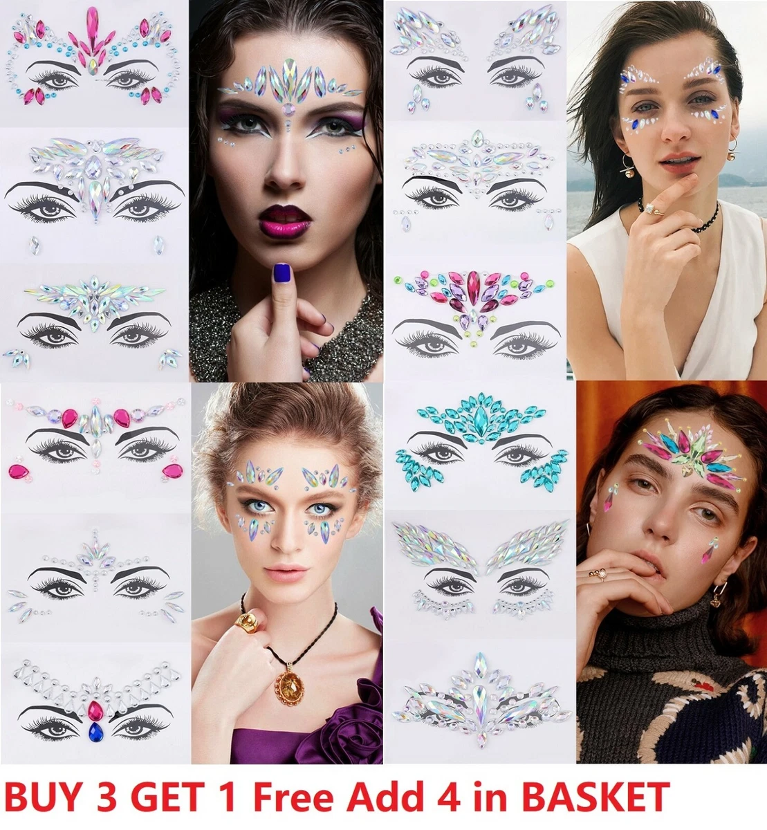 Crystal Face Jewels Body Art Rhinestones Stickers Make Up Festival