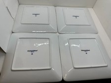 American Airlines Porcelain Square Entree Plate 73PL710 Blue Logo Set of 2 7x7"