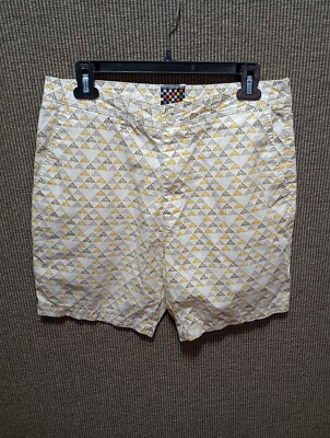 Quiksilver Shorts Men 30X 6.5 Beige Geometric Back Pockets Classic Luxury