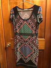 Calvin Klein Black Geometric Patterned Dress Size 8