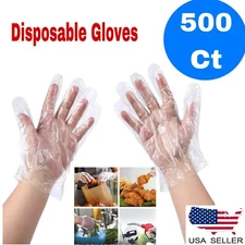 500 Disposable Food Prep Gloves Plastic Food Safe Handing ( One Size Fits Most)