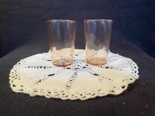 2 Libbey Pink Juice Glass Swirl Optic Pink