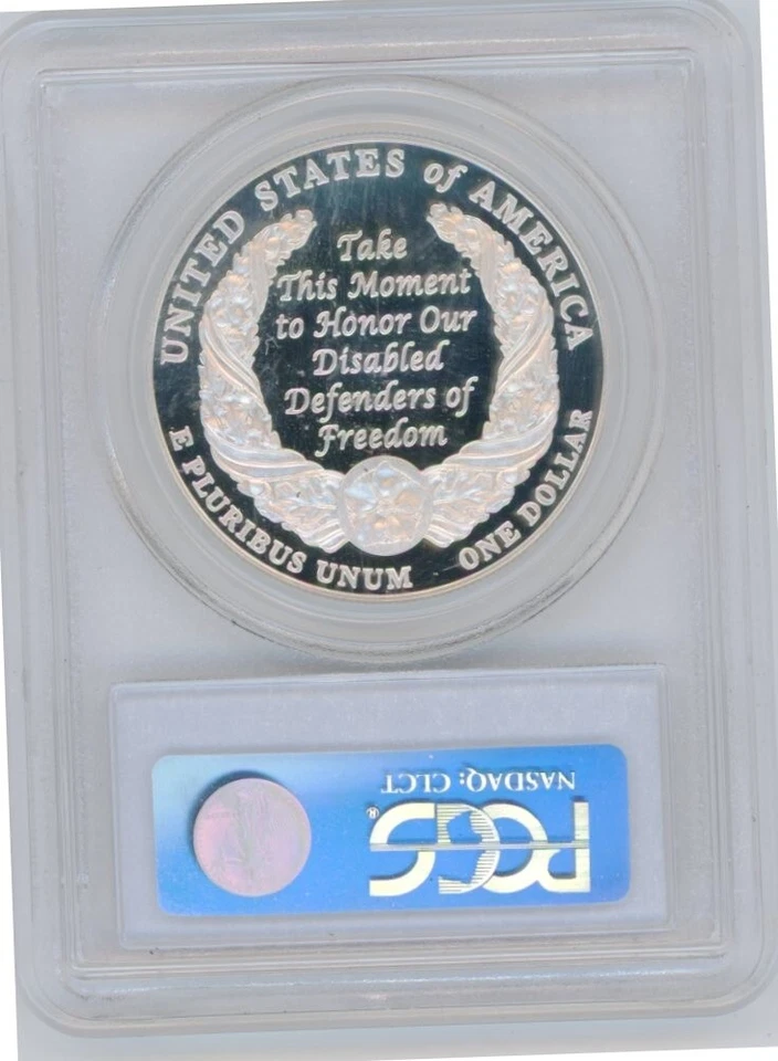 2010W DISABLED VETERANS COMMEMORATIVE $1 PCGS PR70DCAM Cert. 16587101 - Image 2 of 2
