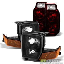2006-2010 Jeep Commander BLK Headlights Headlamps+Tail Brake Lights Replacement