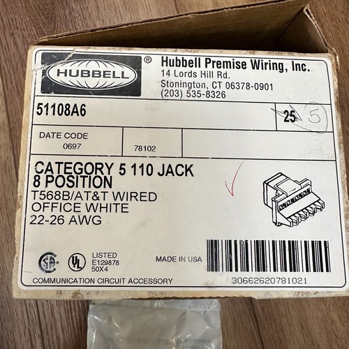 Hubbell Premier Wiring 51108A6 Category 5 T568B Jack - Picture 4 of 6