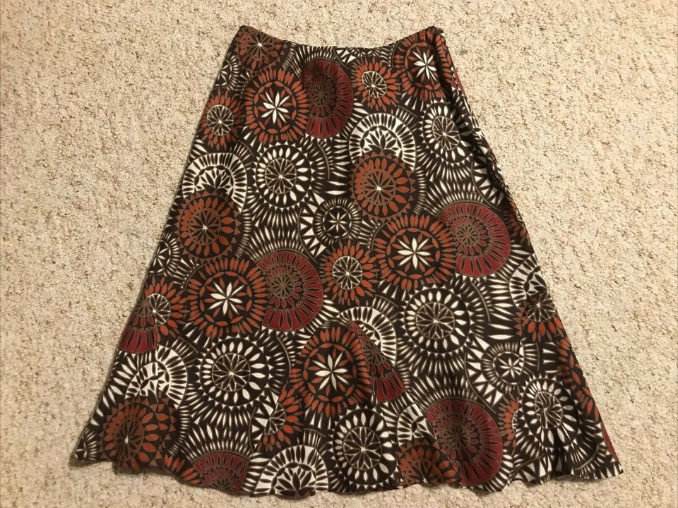East 5th Womens Midi Flared Skirt Geometric Stretch Skirt SZ 4P eBay