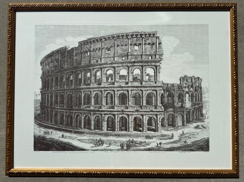 Rare Vintage Architectural Framed Print Engraving Rome Colosseum Italy Rossini - Picture 14 of 24