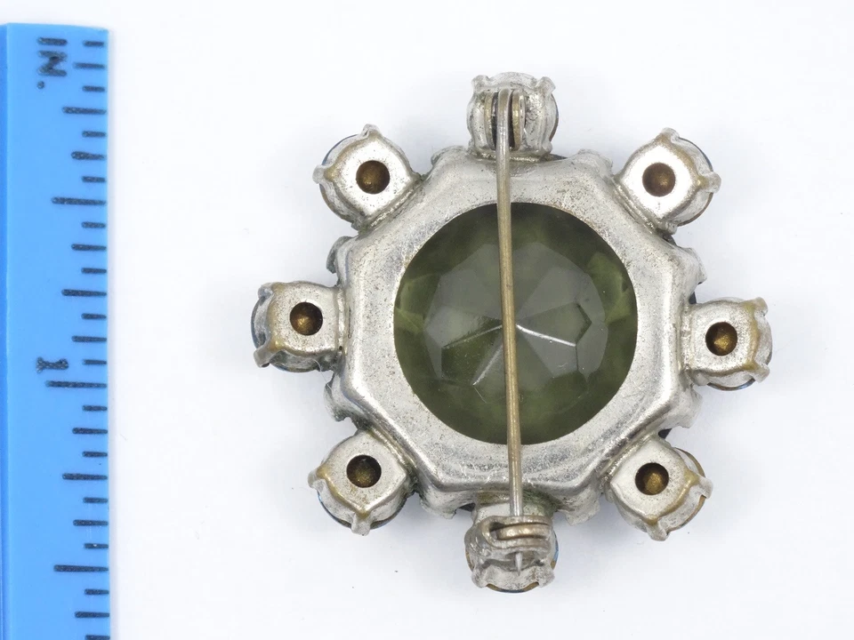 ART DECO INSPIRED RHINESTONE CRYSTAL JEWELED BROOCH ~ 1 3/8 - Image 3 of 3