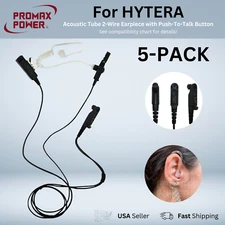 5x PTT Acoustic Tube 2-Wire Earpiece for Hytera Radios PD600, PD602G, PD682