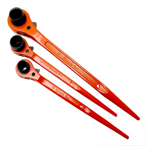 3pc HIVIZ Ratchet Podger Scaffold Steel Erecting Wrench Set 17x19