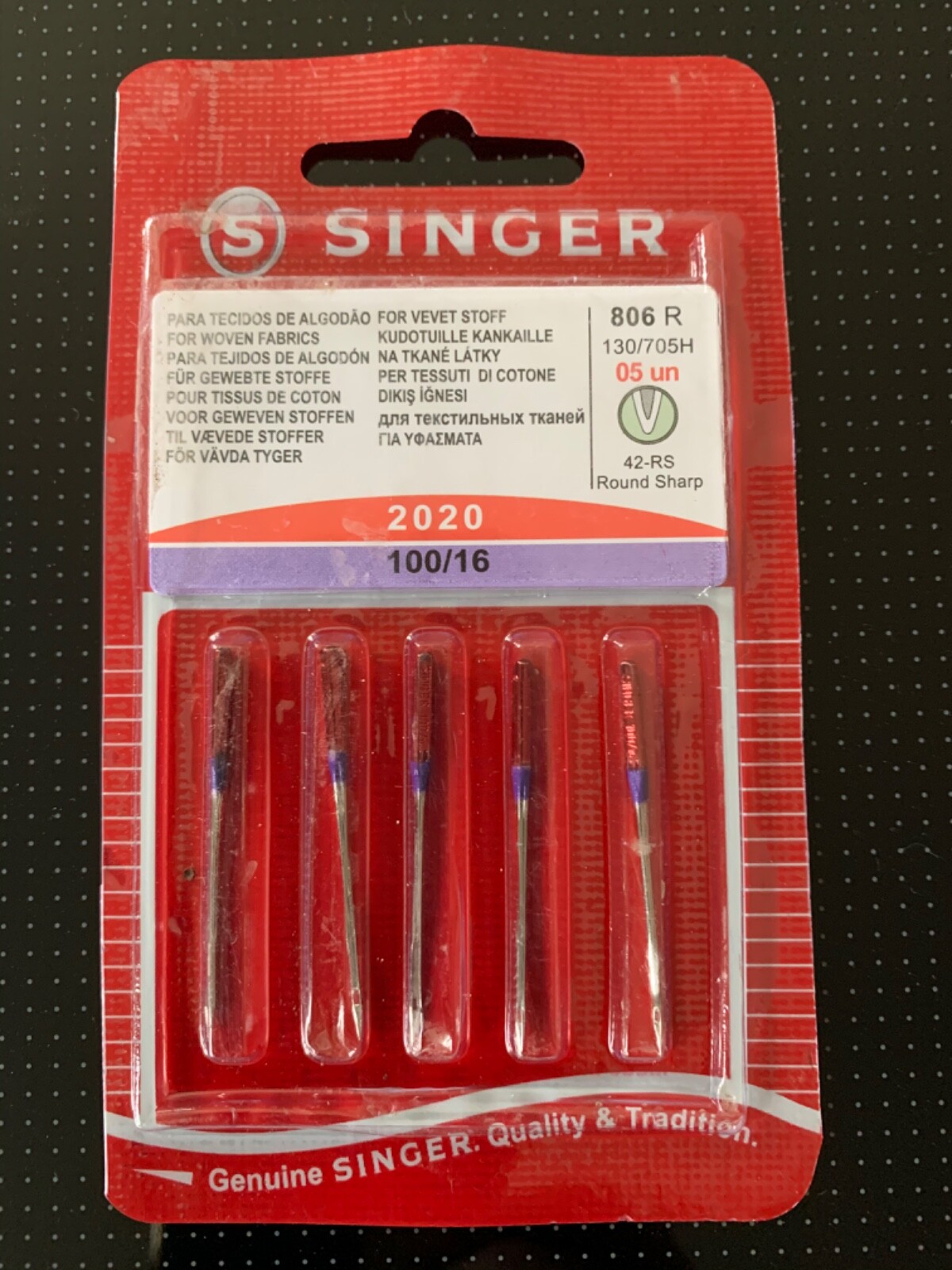 Singer Sewing Machine Needles Pkt Of 5 Size100/16 Woven 7896785444510