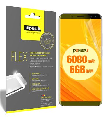 3x Schutzfolie für Ulefone Power 3 Folie, 100% Displayabdeckung, dipos Flex