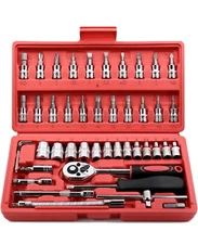  46 Pieces 1/4 inch Drive Socket Ratchet Wrench Set
