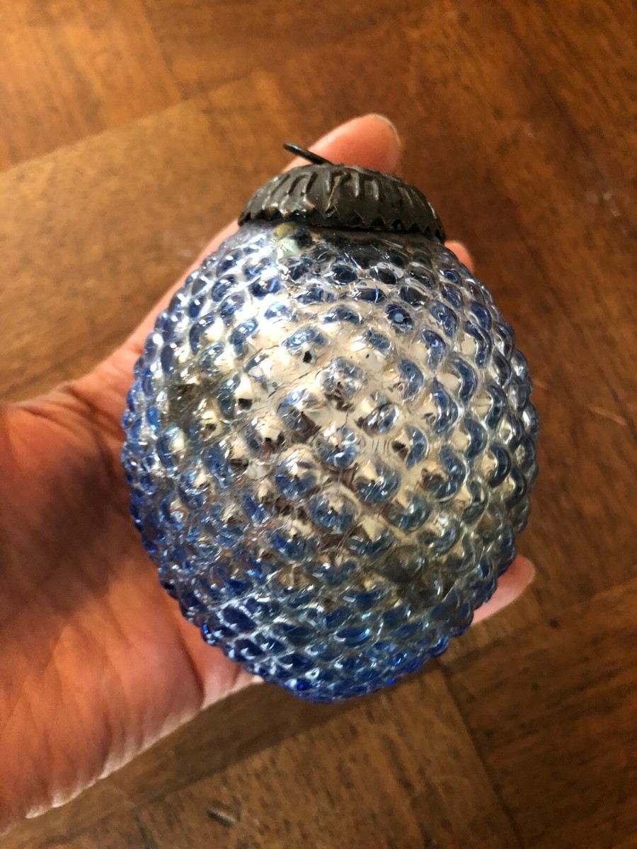 Ancienne Boule De Noël En Verre églomisé Mercurisé – 7,5 Cm