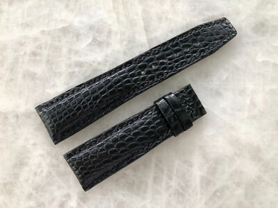 21mm/18mm Black Alligator Crocodile Embossed Leather Watch Strap Band