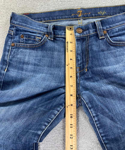 7 For All Mankind Dojo Jeans Womens Sz 28 (Meas 32) Flare Wide Leg Blue Y2K 7FAM - Picture 8 of 13