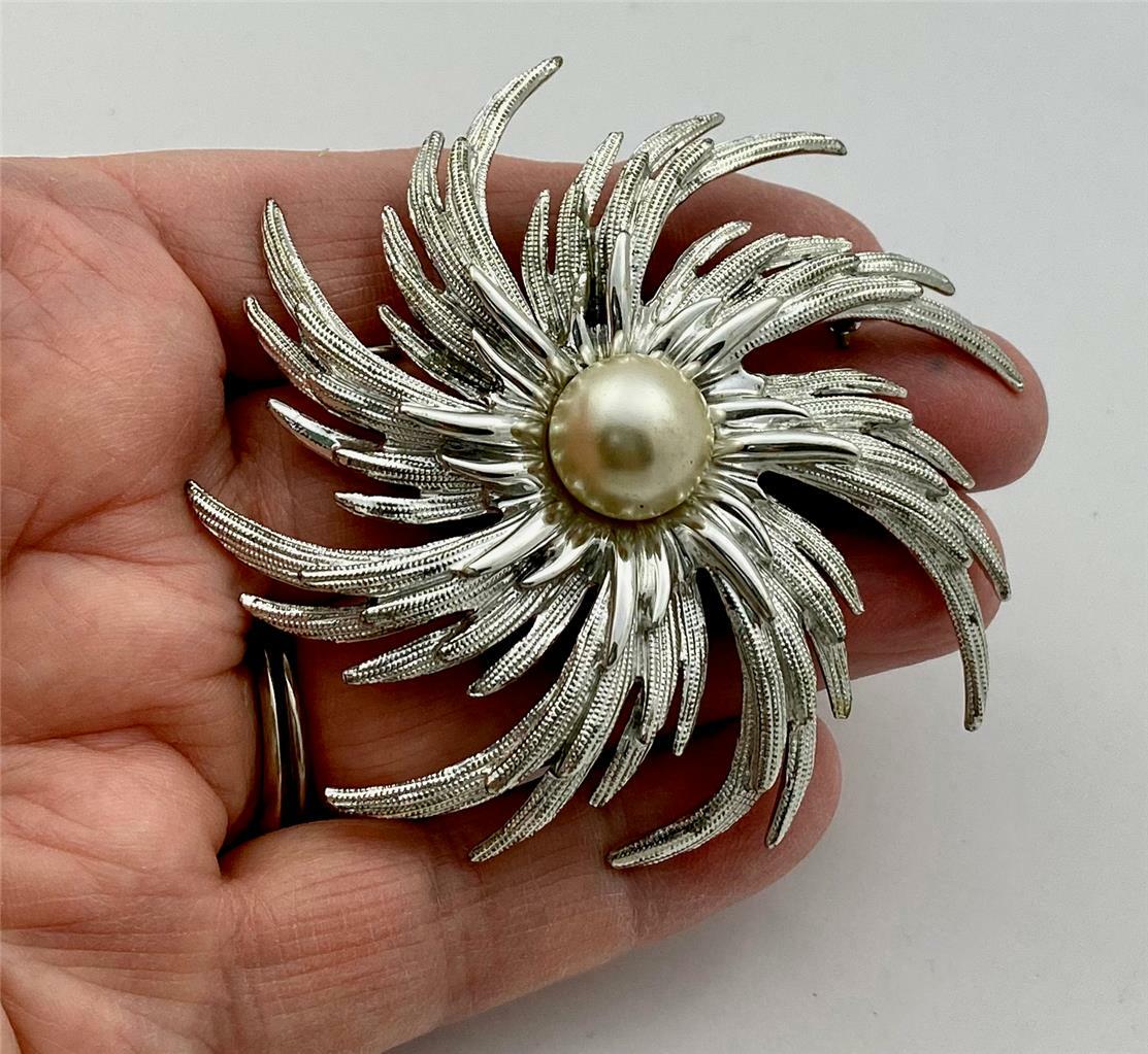 1960's Sarah Coventry Silver Tone & Faux Pearl Layered