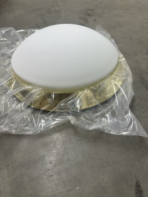 13  2-Light Gold Mushroom Style Dome Flush With White Glass