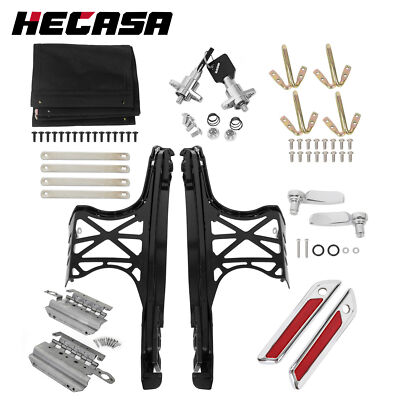One Touch Opening Saddlebag Latch Lock Hardware Lids Cover Kit For Harley 14-24
