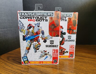 2 TRANSFORMERS Construct Bots SILVERBOLT & CLIFFJUMPER Autobot Robots NEW SEALED