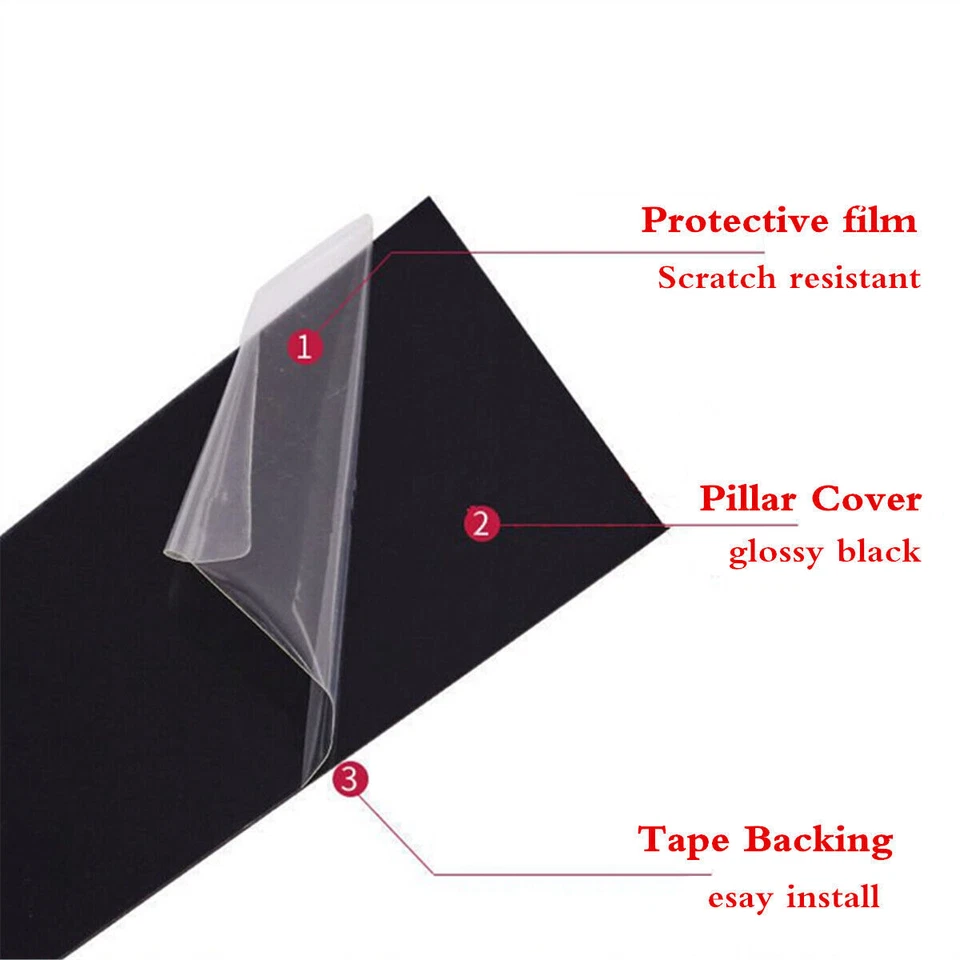 4 postes de pilar negros brillantes moldura de ventana aptos para Ford F-150 Super Cab 2004-2014 Foto 4 de 4