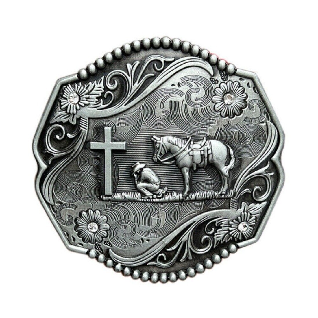 Western Belt Buckle for Men Women Cowboy Rodeo Vintage Style Wear Prayer & Horse