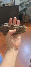 Vintage Nocona K 160 Leather Western Belt Silver Metal Laced Edge Brown Sz 32 34
