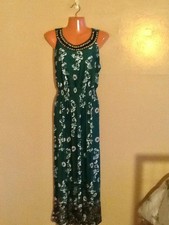 Maxi abito lungo donna taglie forti verde senza maniche bohemien 1X