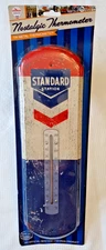 Chevron Gas & Oil Nostalgic Standard Station Metal Tin Thermometer 5.5" x  17"