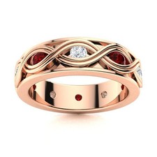 Natural Garnet Trendy Wife Womens day Eternity Ring 925 Sterling Silver