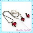 Brighton Bibi Heart Red Pendant Necklace Post Earrings Set Pouch