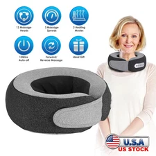 Memory Foam Neck Massager Pillow w/ Heat Shiatsu Style Travel Companion Featur
