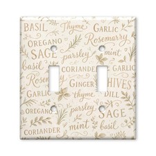 Tan Kitchen Herb Typography Light Switch Plate Cover Decorative Toggle Outlet