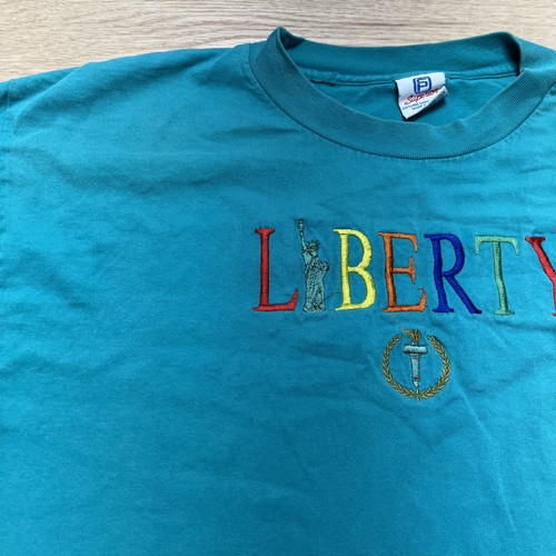 Camiseta Vintage Bordada Liberty Talla XL Superior Idealine Multicolor Verde azulado - Imagen 3 de 24