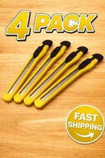 4 Pack Yellow Utility Box Cutter Knife Snap Off Razor Blade Retractable 9mm New
