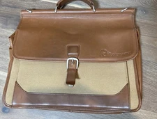 Ducks Unlimited Laptop Briefcase Leather and Canvas. RARE