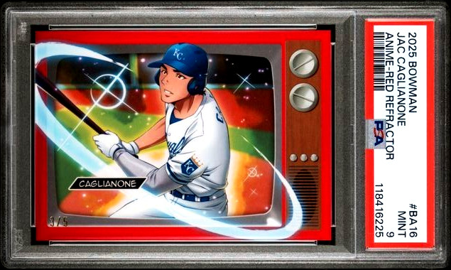 2/5 PSA 9 MINT 2025 Topps Bowman Anime RED Refractor Jac Caglianone #BA16 Pop 1