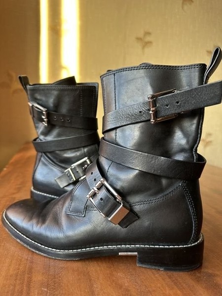 Women Alexander Wang Boots Black Leather 37.5