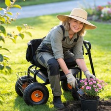 Garden Cart Rolling Stool  Workseat for Yard Patio Garden Cart & Wheels