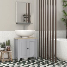 Image of kleankin Bathroom Pedestal Under Sink Cabinet with Adjustable Shelf Refurbished