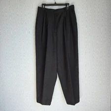 Vtg 80s Counterparts Women's 32" Pleat Front High Waist Dress Pants Black Flaw